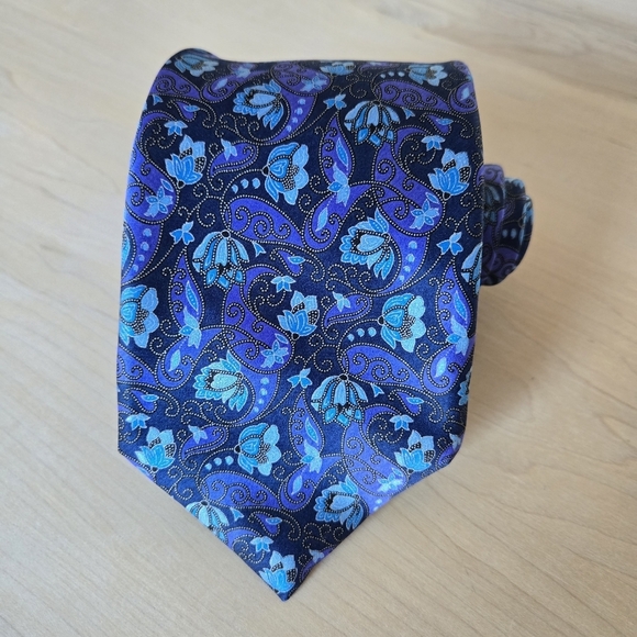 ZANETTI Made in Italy Elegant Blue Paisley Tie - Picture 2 of 7
